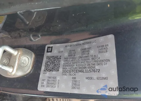 2020 Chevrolet Colorado 4Wd Short Box Lt z USA, uszkodzony, nr VIN 1GCGTCEN6L1157672